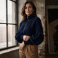 🧶 Elegant Lantern Sleeves, Easy Zip-Up Style | Women's Knit Sweater