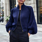 🧶 Elegant Lantern Sleeves, Easy Zip-Up Style | Women's Knit Sweater