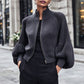 🧶 Elegant Lantern Sleeves, Easy Zip-Up Style | Women's Knit Sweater