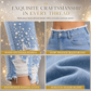 👖 Pearl Details, Flattering Stretch Fit | Women's Distressed Skinny Jeans