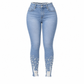 👖 Pearl Details, Flattering Stretch Fit | Women's Distressed Skinny Jeans
