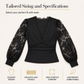🌸 Elegant Lace Sleeves, Flattering Stretch Fit | Women's Deep V-Neck Top