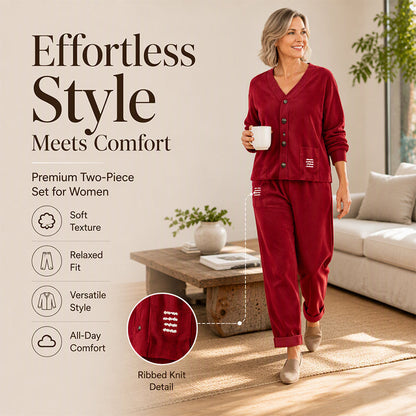 🤎 Textured Corduroy, Effortless Matching Style | Women's 2-Piece Set