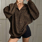 🐆 Bold Leopard Print, Easy Quarter-Zip Style | Women's Sweatshirt