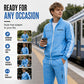🔷 Bold Geometric Print, Easy Matching Style | Men's Full-Zip Jacket & Pants Set