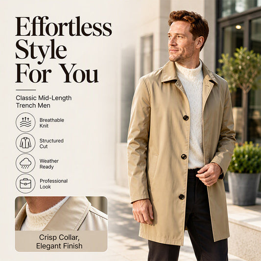 🧥 Clean Single-Breasted Design, Refined Mid-Length Fit | Men's Coat