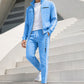 🔷 Bold Geometric Print, Easy Matching Style | Men's Full-Zip Jacket & Pants Set