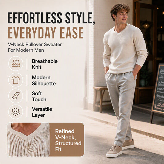 🧶 Relaxed Scoop Neck, Easy Knit Texture | Men's Casual Knit Top