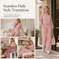 🎉The Lowest Price But The Best Quality!🔥Women's Casual Two-Piece Knit Lounge Set with Mock Neck Long Sleeve Sweatshirt and High-Waisted Wide-Leg Pants