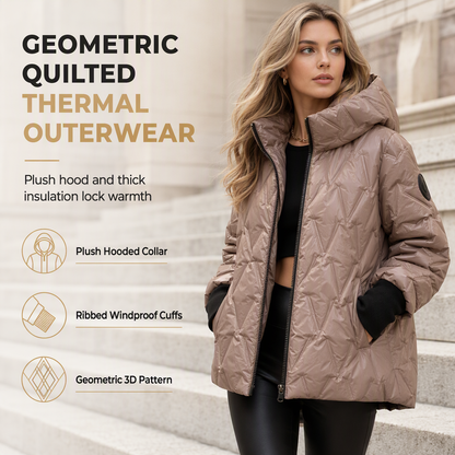 Women's Loose Fit Hooded Patchwork Cotton Long Sleeve Autumn Winter Coat