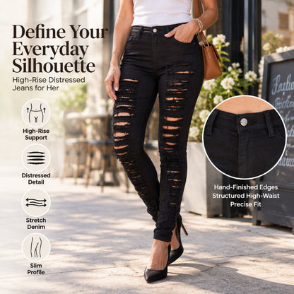 Women's High Stretch Ripped Skinny Jeans