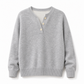 Casual Mock Two Piece V Neck Knit Sweater with Button Details
