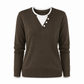 Casual Mock Two Piece V Neck Knit Sweater with Button Details