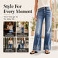 ⏰ Last Day of the Sale – 50% OFF ✨Women's Vintage Wide-Leg Jeans with Raw Hem