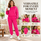 💖Black Friday Mega Deal – 50% off!💖 🏃‍♀️Women's Contrast Piping Sweatshirt & Joggers 2-Piece Set🩷Free Shipping