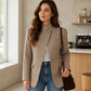 Women's Chic Brown Small Plaid Jacket