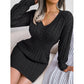 💖Black Friday Mega Deal – 50% off!💖 🍂Women's Elegant Cable Knit Bodycon Sweater Dress