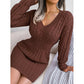 💖Black Friday Mega Deal – 50% off!💖 🍂Women's Elegant Cable Knit Bodycon Sweater Dress