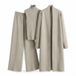 Women Casual Fall Winter 3-Piece Knit Set Sleeveless Vest Cardigan Sweater and Pants Outfit