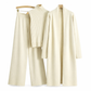 Women Casual Fall Winter 3-Piece Knit Set Sleeveless Vest Cardigan Sweater and Pants Outfit