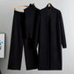 Women Casual Fall Winter 3-Piece Knit Set Sleeveless Vest Cardigan Sweater and Pants Outfit