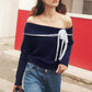 Women's Off The Shoulder Lace Trim Sweater