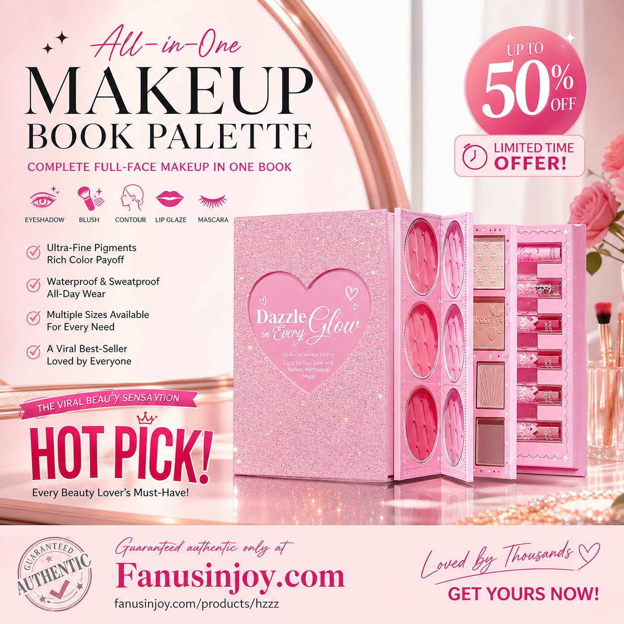 🎉✨️Amazing 50% OFF！💄Recommended by makeup artists！👱🏻‍♀️One palette covers all your full-face makeup looks！All-in-One Makeup Palette Book Set