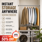✨ Install in seconds without drilling—adjustable tension rod for smarter storage at home 🏠