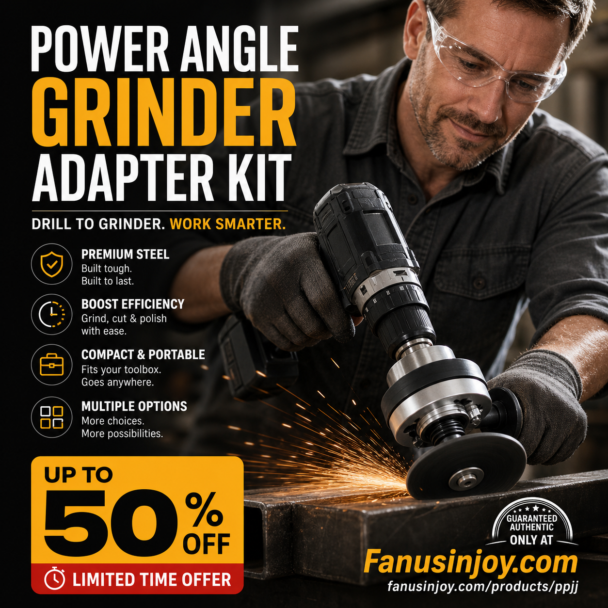 🏭Factory Special 🔥50% Off！🛠️Faster, smoother and easier to use！Heavy Duty Drill to Angle Grinder Adapter