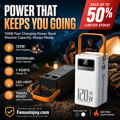 ⏳️Limited Time 50% Off! 🔋 Never worry about power shortage troubles again!⛺Outdoor Portable Fast Charging Power Bank with LED Light