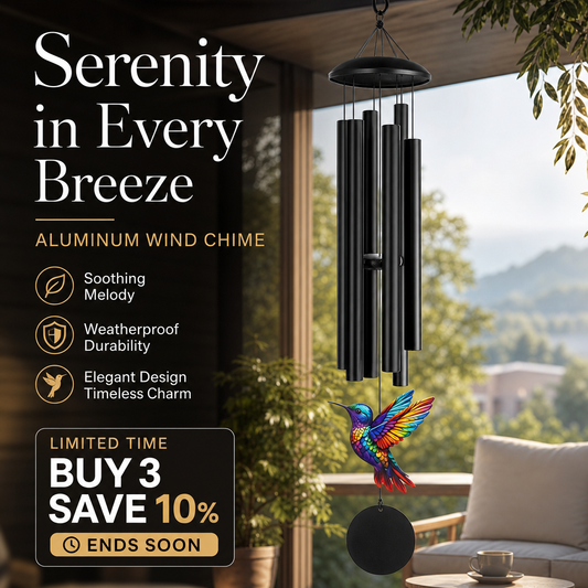 🎵 LIMITED-TIME 50% OFF! 💥 Vintage Metal Wind Chimes | Elegant Black Aluminium Garden Decor with Bird & Butterfly Accents for Patio & Porch